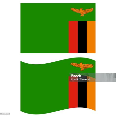 Flag Of Zambia Zambia National Flag Zambia Waving Flag Flat Style Stock Photo - Download Image ...