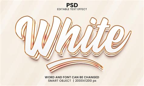 White gold 3d editable text effect premium psd with background ...