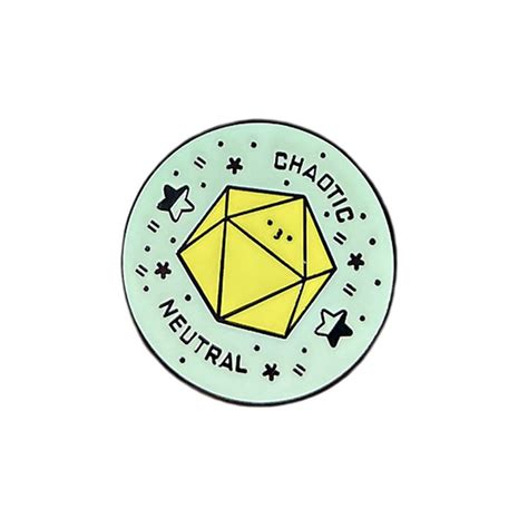 Chaotic Neutral Alignment D12 Dice Enamel Geometry Math Badge Clothes ...