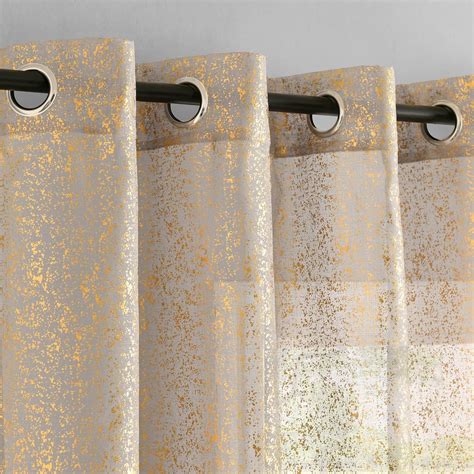 Amazon.com: TERLYTEX Grey Gold Sheer Curtains for Living Room, Metallic ...