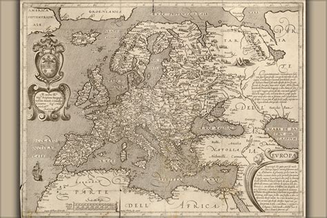 24"x36" Gallery Poster, 1600 map of europe; england germany france - Walmart Business Supplies