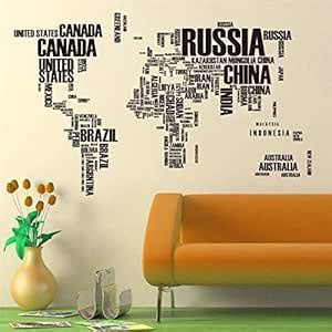 Gadgets Wrap Large World map Wall Stickers Creative Letters map Wall ...