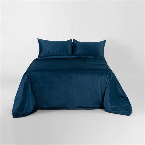Velvet Navy Duvet Cover Set - 5 Pcs Set