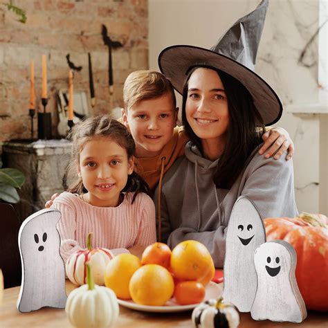 NEWLIGHTURE Halloween Tiered Tray Decor Set of 3, Wooden Ghosts India ...