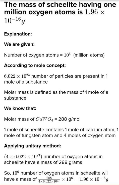 Calculate the mass of scheelite (CaWO4) that contains a million (1.000× ...