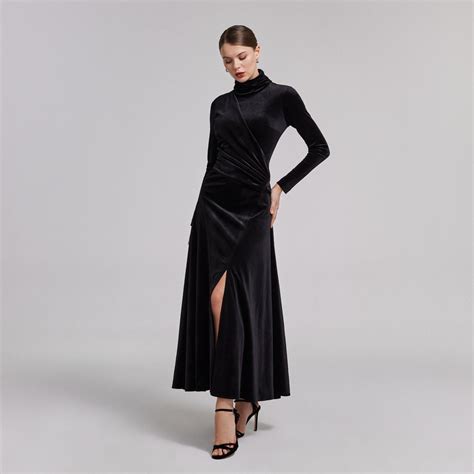 Black Velvet Mock Neck Maxi Dress – shopaleena