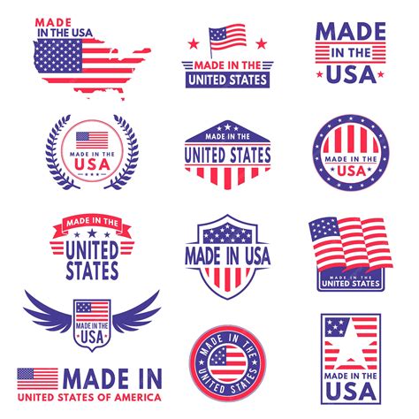 Usa labels. flag made america american states flags label badge stamp ...