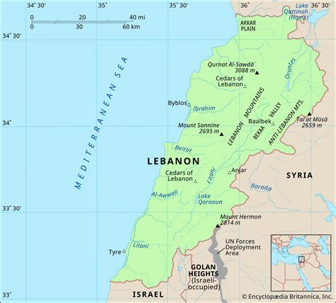Lebanon physical features