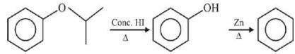 Compound I is heated with Conc. HI to give a hydroxy compound A which ...
