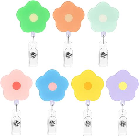 Amazon.com : WXJ13 7 PCS Flower Badge Holders with Clip Cute Badge ...