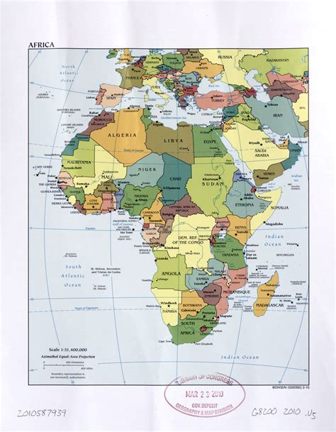 Large detailed political map of Africa with marks of capital cities, large cities and names of ...