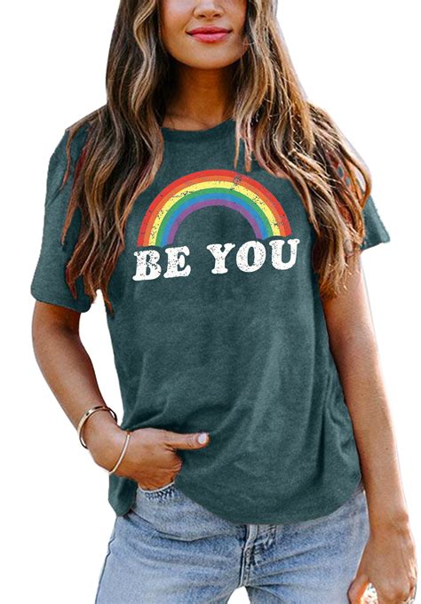 Rainbow Shirt Women Pride Shirt Rainbow Graphic Tees Shirts Letter ...