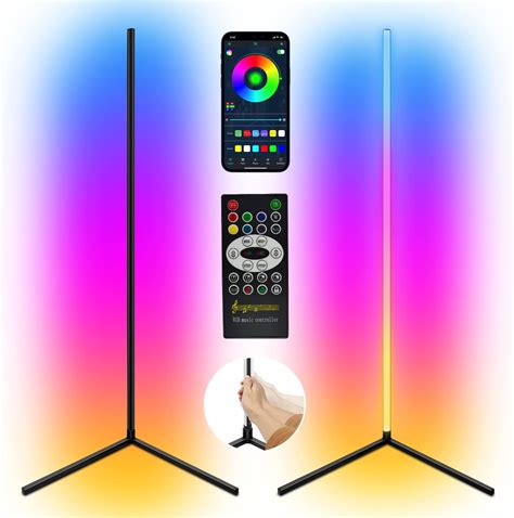 OFiSEXPT RGB Smart Corner Floor Lamps for Living Room, 2 Sets Floor ...