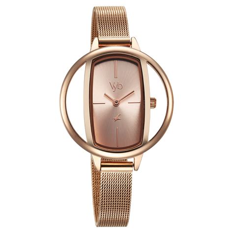 Buy Online Fastrack Vyb Charmer Quartz Analog Rose Gold Dial Stainless ...