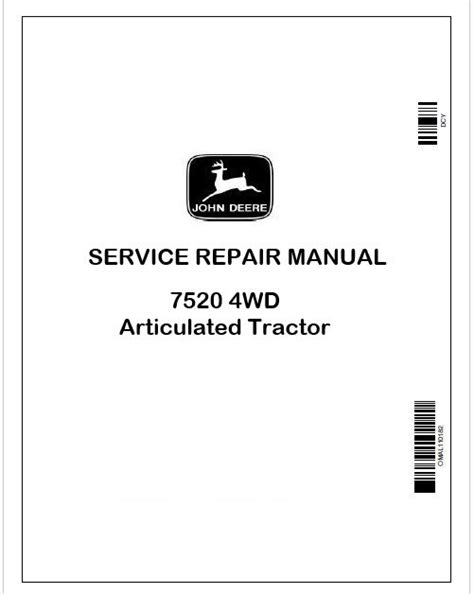John Deere 7520 4WD Articulated Tractor Technical Manual TM1053 Instan