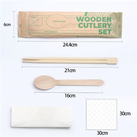 Wooden Cutlery Pack - Chopsticks,Spoon,Napkin Set - Langma Packaging