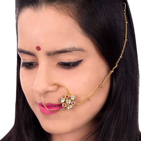 Traditional Rajasthani Nose Pin – VOYLLA