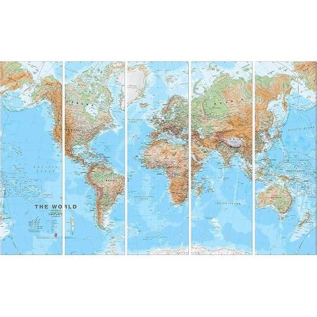 999Store Abstract multi color world map painting for bedroom kids room ...