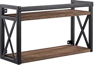 INDIAN DECOR. 26202 Classic 2-Tier Floating Shelves with Black Metal ...