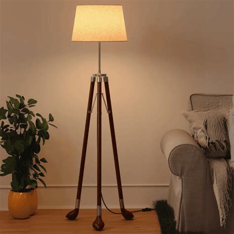 Golf Club Legs Wooden Tripod Standing Floor Lamp | Corner Lamps for Li ...