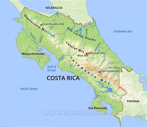 Costa Rica Physical Map