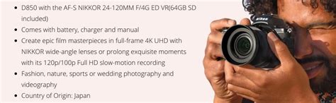 Nikon D850 45.7MP Digital SLR Camera (Black) with AF-S Nikkor 24-120mm ...