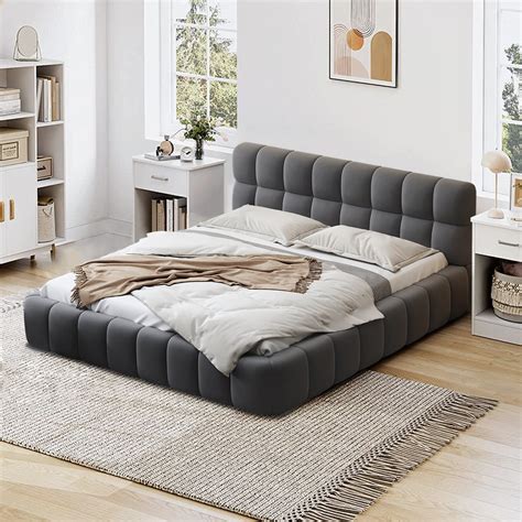 Latitude Run® Wynixville Queen Size Floor Upholstered Platform Bed with ...