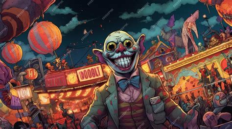 Premium AI Image | A horror scene set in a creepy carnival with clowns ...