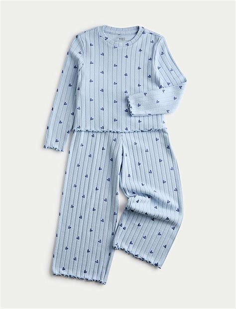 Buy Patterned Heart Ribbed Cosy Pyjamas (1-16 Yrs) at Marks & Spencer