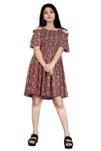 SHREE SAIKRUPA HAND PRINT Girls Above Knee Casual Dress Price in India ...