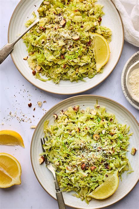 Sautéed Shredded Brussels Sprouts with Parmesan and Hazelnuts