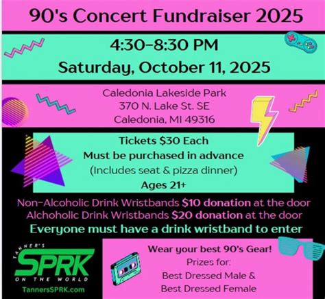 Tanner’s SPRK On The World 90’s Concert Fundraiser , Caledonia Lakeside ...