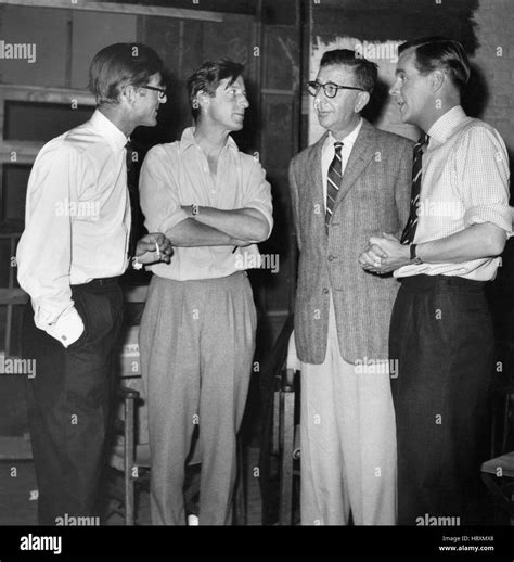 HAPPY IS THE BRIDE, producer Dore Schary, (third from left), with John ...