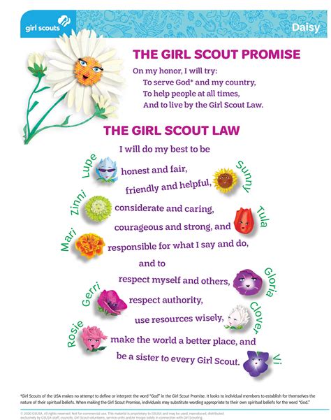 The Girl Scout Promise & Law | Daisy girl scouts, Brownie girl scouts ...