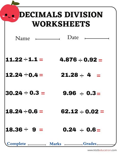Division of Decimals Worksheet 4th Grade | FREE Download Check more at ...