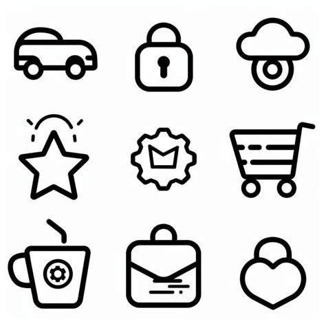 A set of nine simple black line icons | Premium AI-generated vector