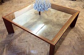 Image result for Wood Square Glass Table