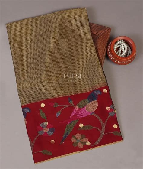 Buy Black and Gold Tissue Silk Saree T566719