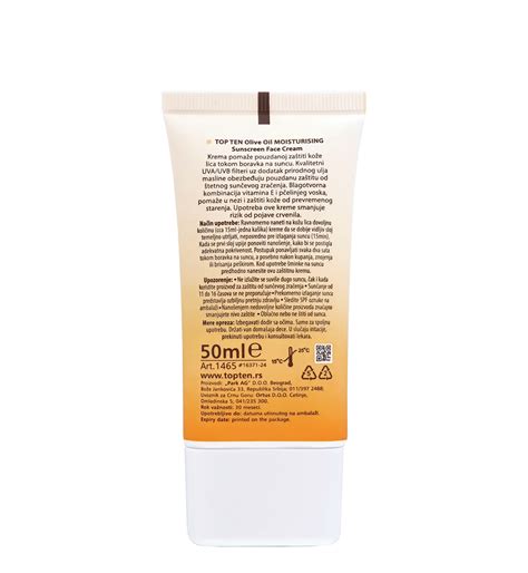 TOP TEN OLIVE OIL Sunscreen Face Cream SPF 40 – Top Ten Kozmetika