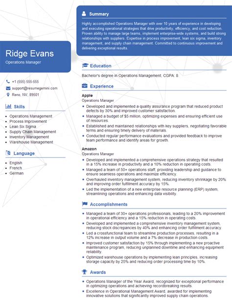 Operations Manager Resume 的图像结果