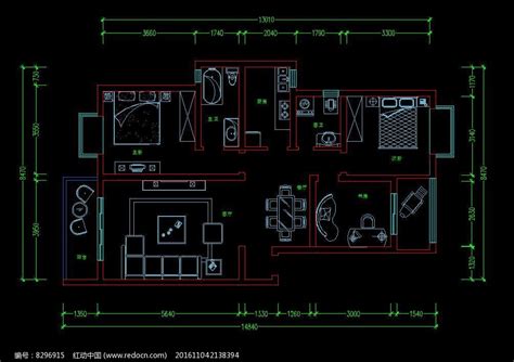 家装CAD图纸[88],现代风格2居室CAD施工图全套附效果图-齐生设计职业学校