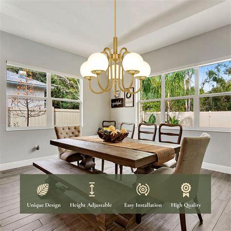 Snapklik.com : Gold Chandelier, 5-Light Mid Century Brass Chandeliers ...