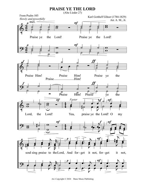 Hymn Information for Praise Ye The Lord (AL 27)!