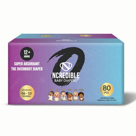 Amazon.com: Ncredible Diapers- Newborn Overnight Baby Diapers 12+ Hour use (Size 0, 80 Count) : Baby