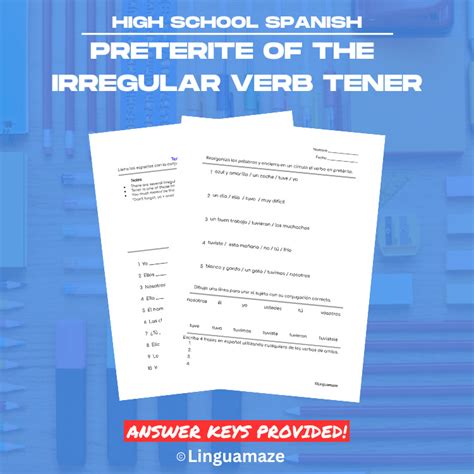 Tener Irregular Spanish Preterite Tense Verb - LinguaMaze