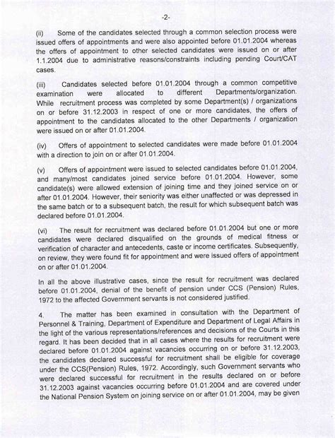 Important clarification from DOPT regarding Option to Old Pension Scheme