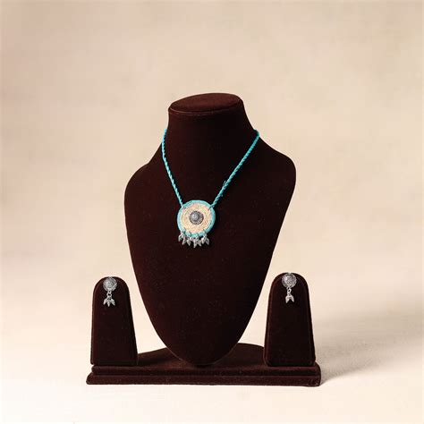 Blue German Silver Jute Necklace Set – iTokri आई.टोकरी