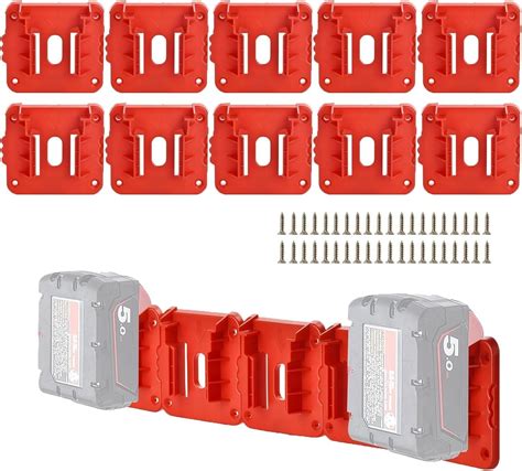 10 Pack Battery Holder for Milwaukee M18 18V Battery, Wall Mount Batteries Storage for Work Van ...