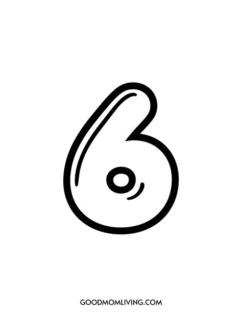 Bubble Number 6 Printable (Bubble Number 6 Outline) - Good Mom Living