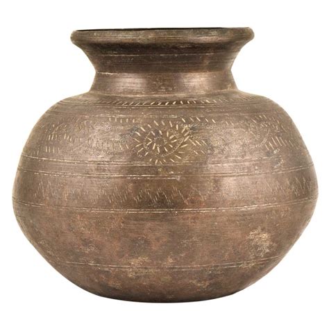 Brass Indian Ritual Lota With Pattern Engraving